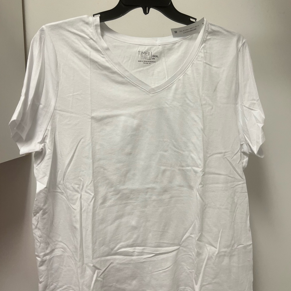 Time and Tru White V-Neck Tee